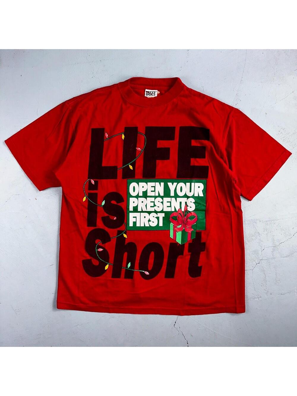 Christmas Life Is Short Presents VTG T Shirt 90s Single Stitch Red Funny Joke